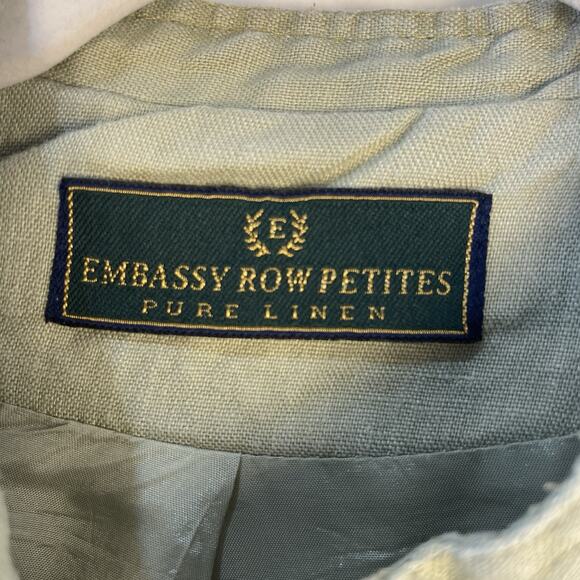 VTG Linen Jacket by Embassy Row Petites Sage Green Size 10P EUC - Picture 4 of 6